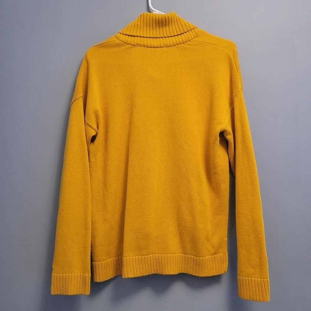 Jeanne Pierre Mustard Solid Yellow Waterfall Sweater Women’s Large Cow Neck